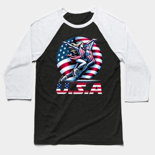 American Flag double ice figure skating USA Patriotic Team Baseball T-Shirt